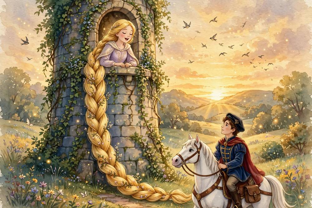 Storybook art for “Disney’s Rapunzel”
