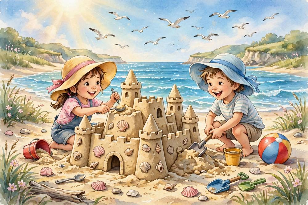 Storybook art for “Sea. Sand. Me.”